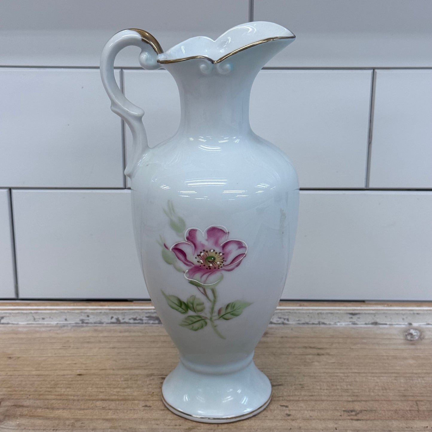 Arnart Creations Floral Gilded Porcelain Pitcher 1950s