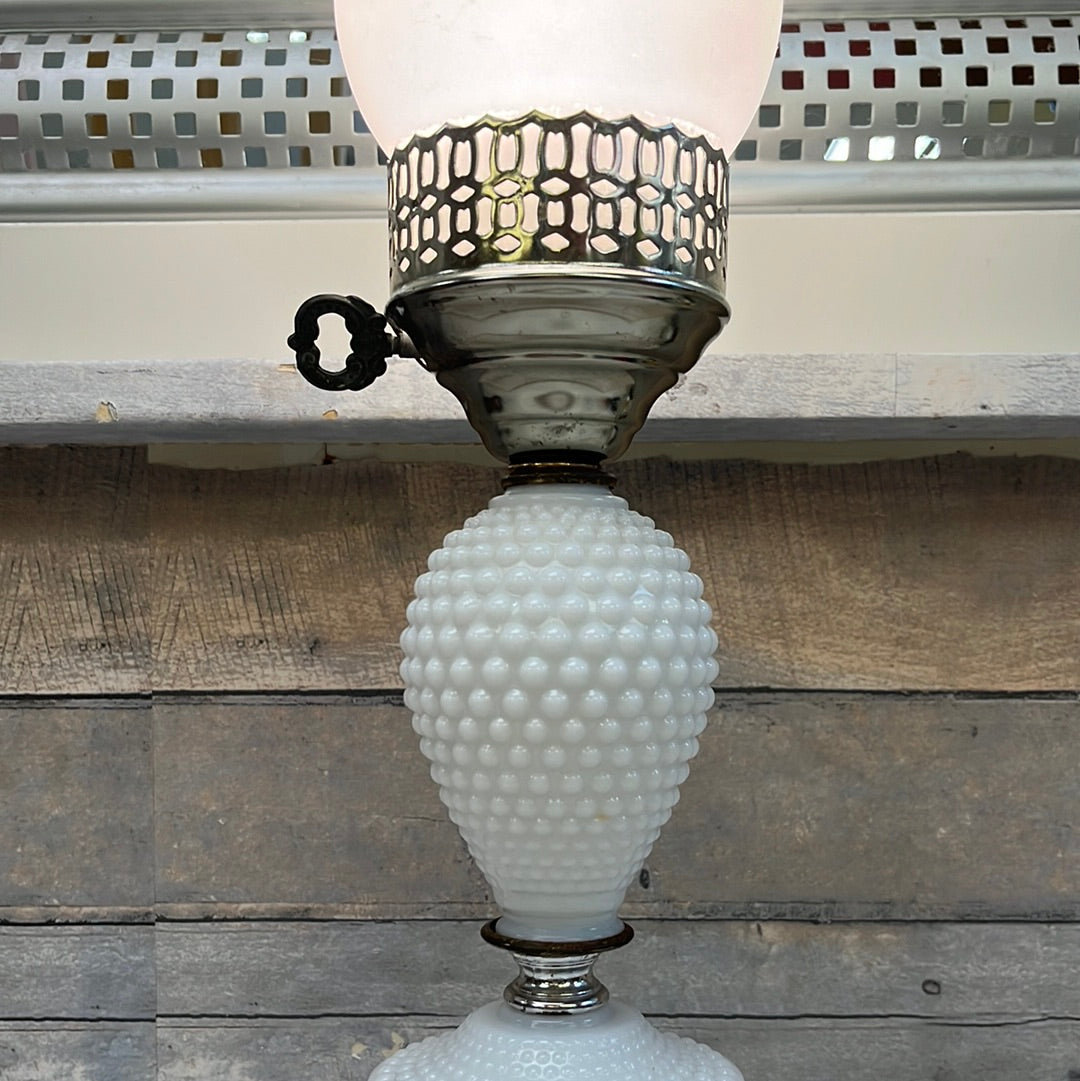 Vintage Hobnail Milk Glass Hurricane lamp