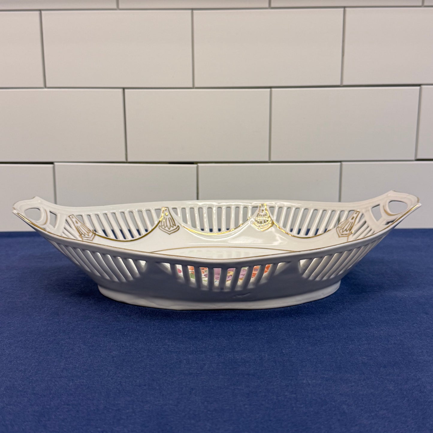 Reticulated Floral Serving Bowl German Porcelain