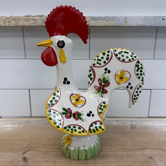 Portuguese Hand Painted Ceramic Rooster Figurine Folk Art