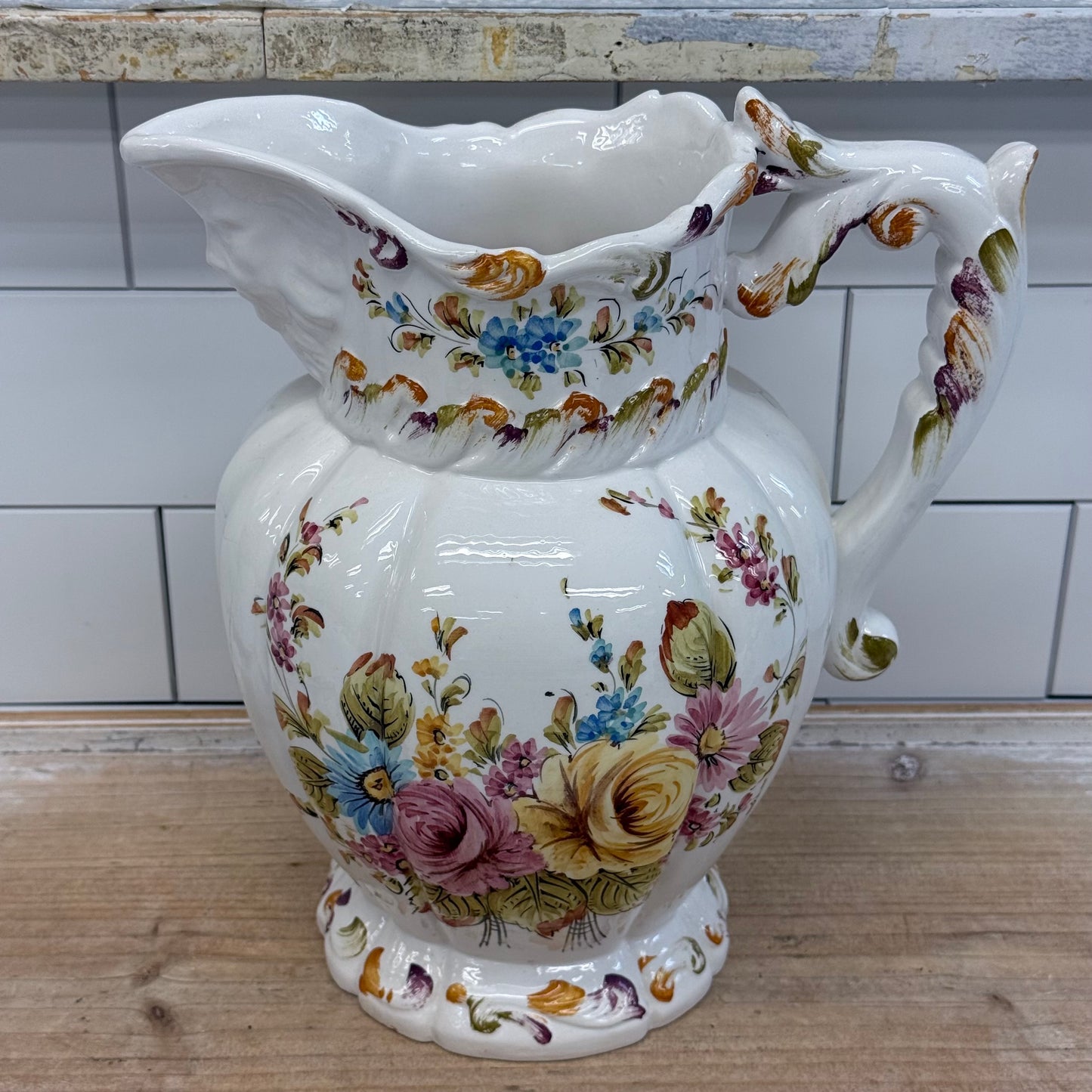 Floral Ceramic Pitcher & Wash Basin Set