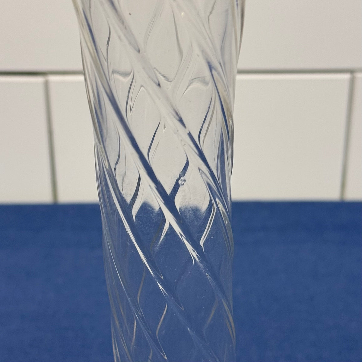 Clear Glass Swung Vase Diamond Pattern