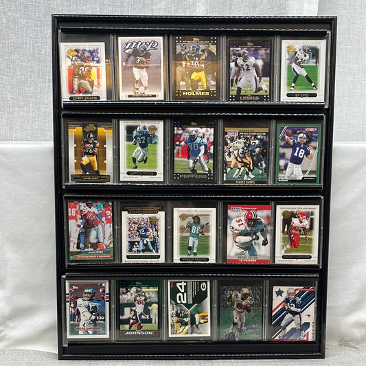 Lot of 20 Collectible Football Trading Cards with Display Frame