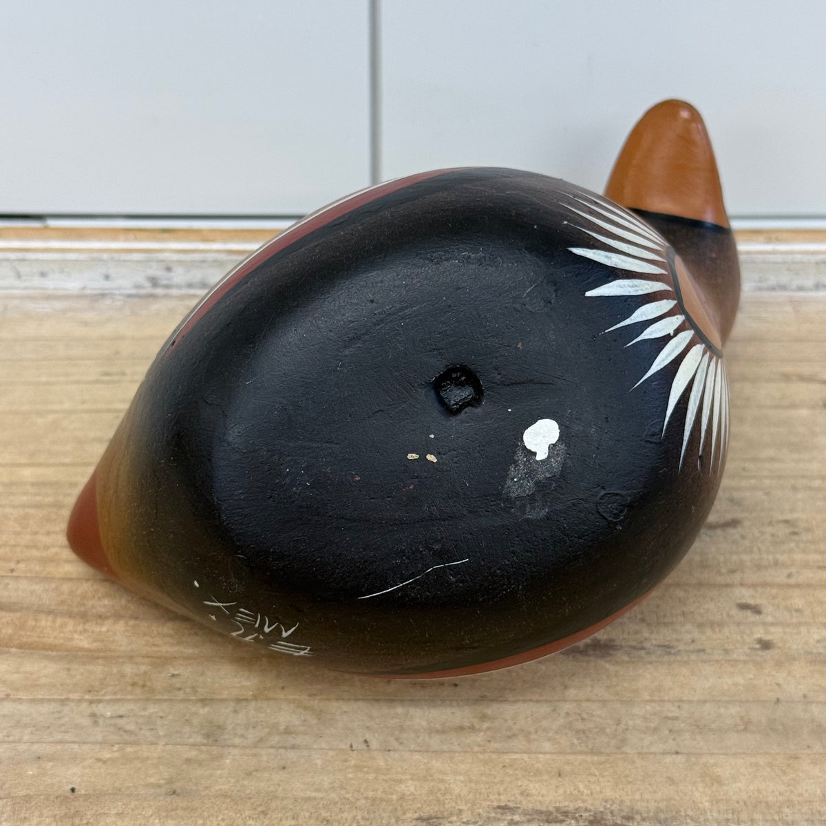 Vintage Mexican Folk Art Hand Painted Pottery Pheasant Bird