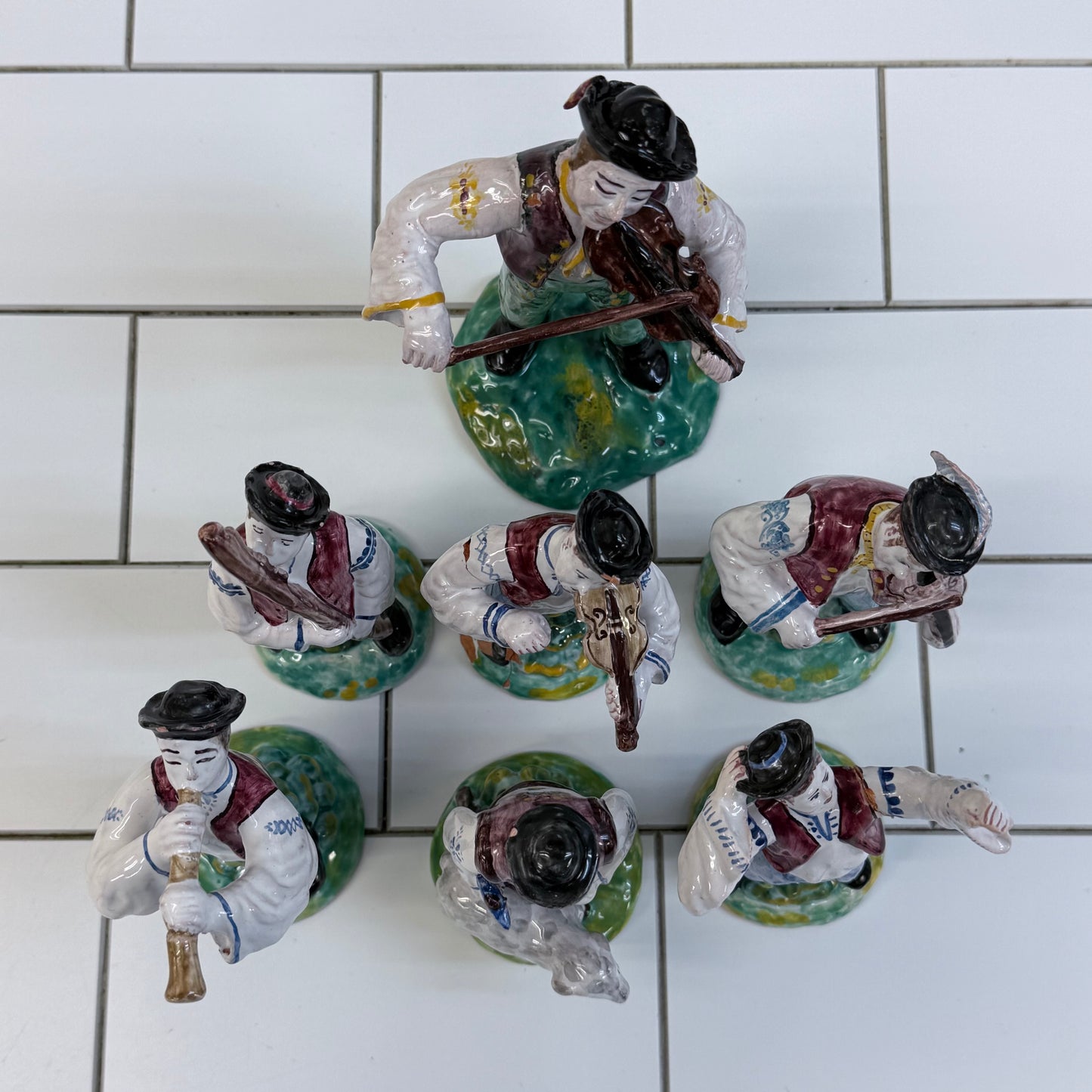 Eastern European Folk Musician Figurines Set of 7 Ceramic 1992
