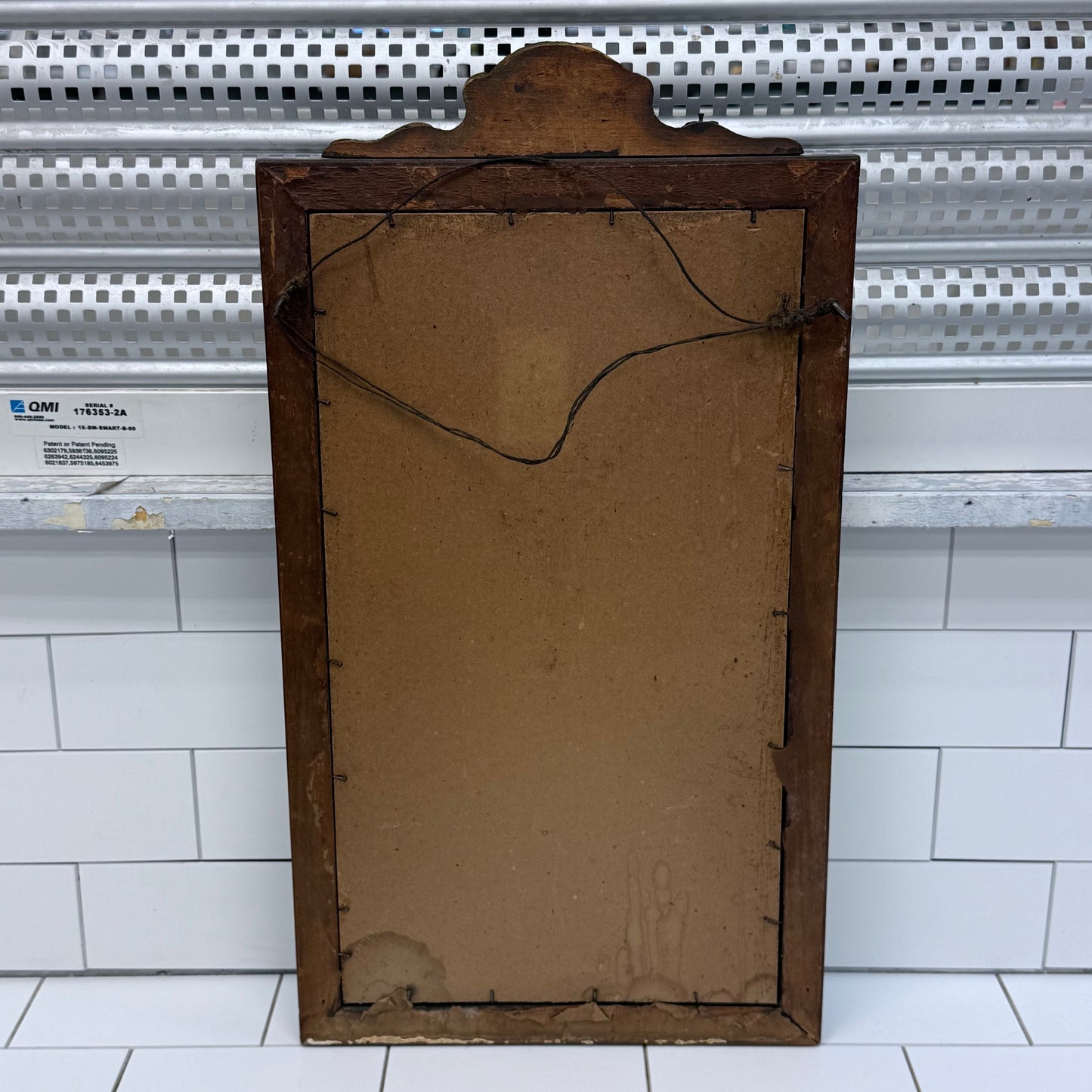 Colonial Revival Etched Glass Wood Wall Mirror 1940s