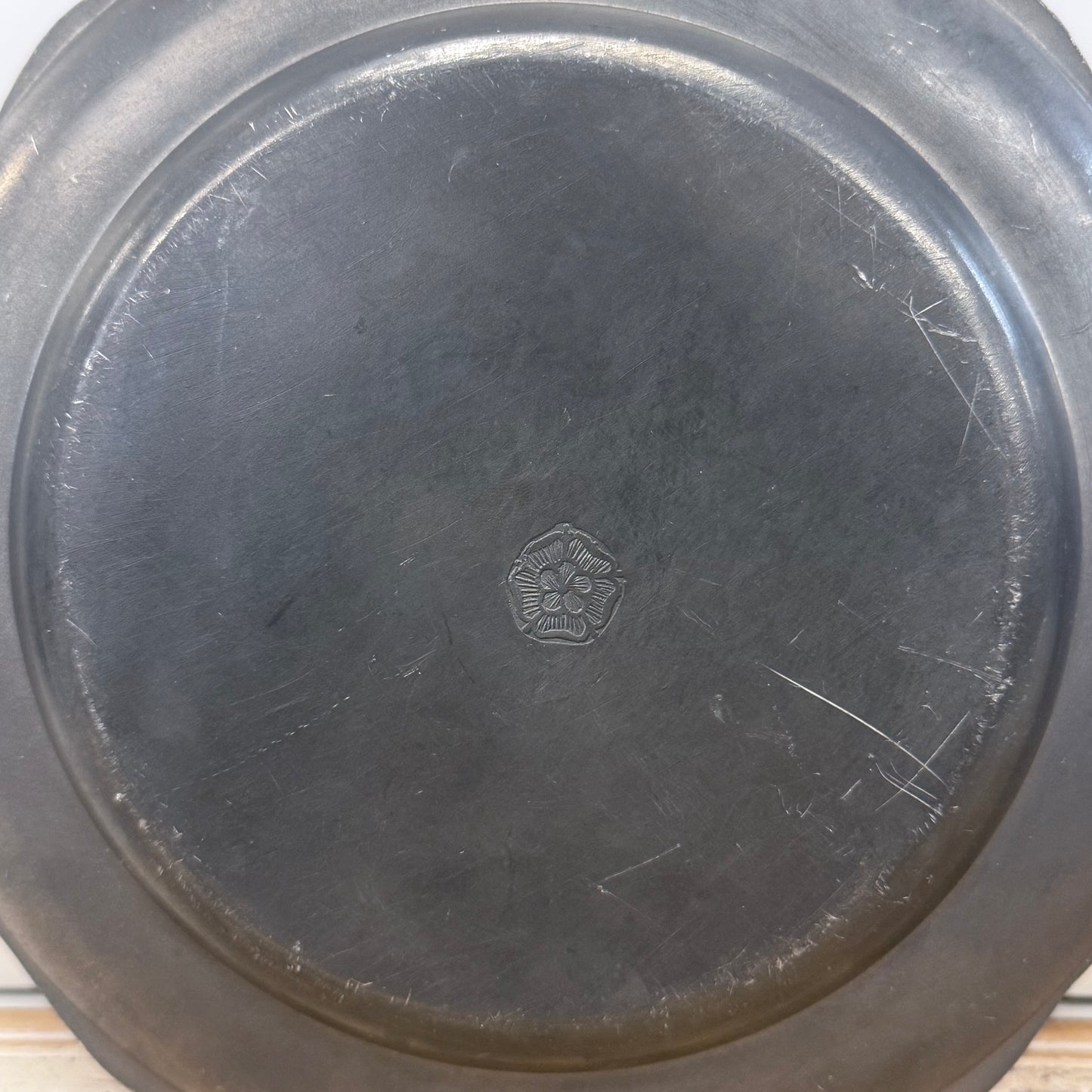 Colonial Revival Pewter Plates Set of 2 Tudor Rose Mark