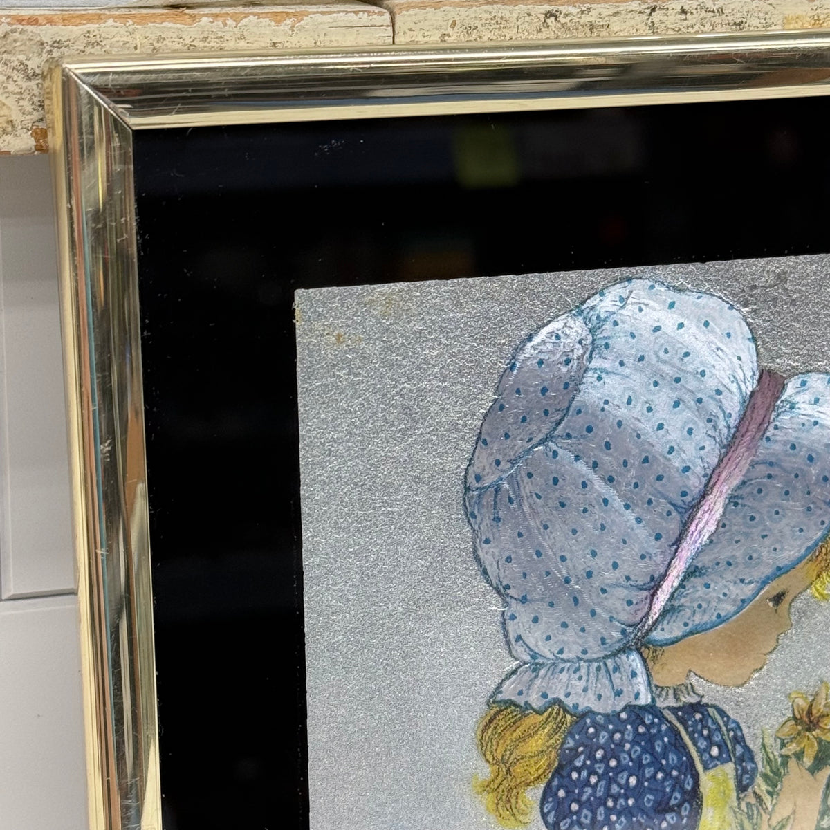 Dufex Foil Print Bonnet Girl Garden Framed Wall Art