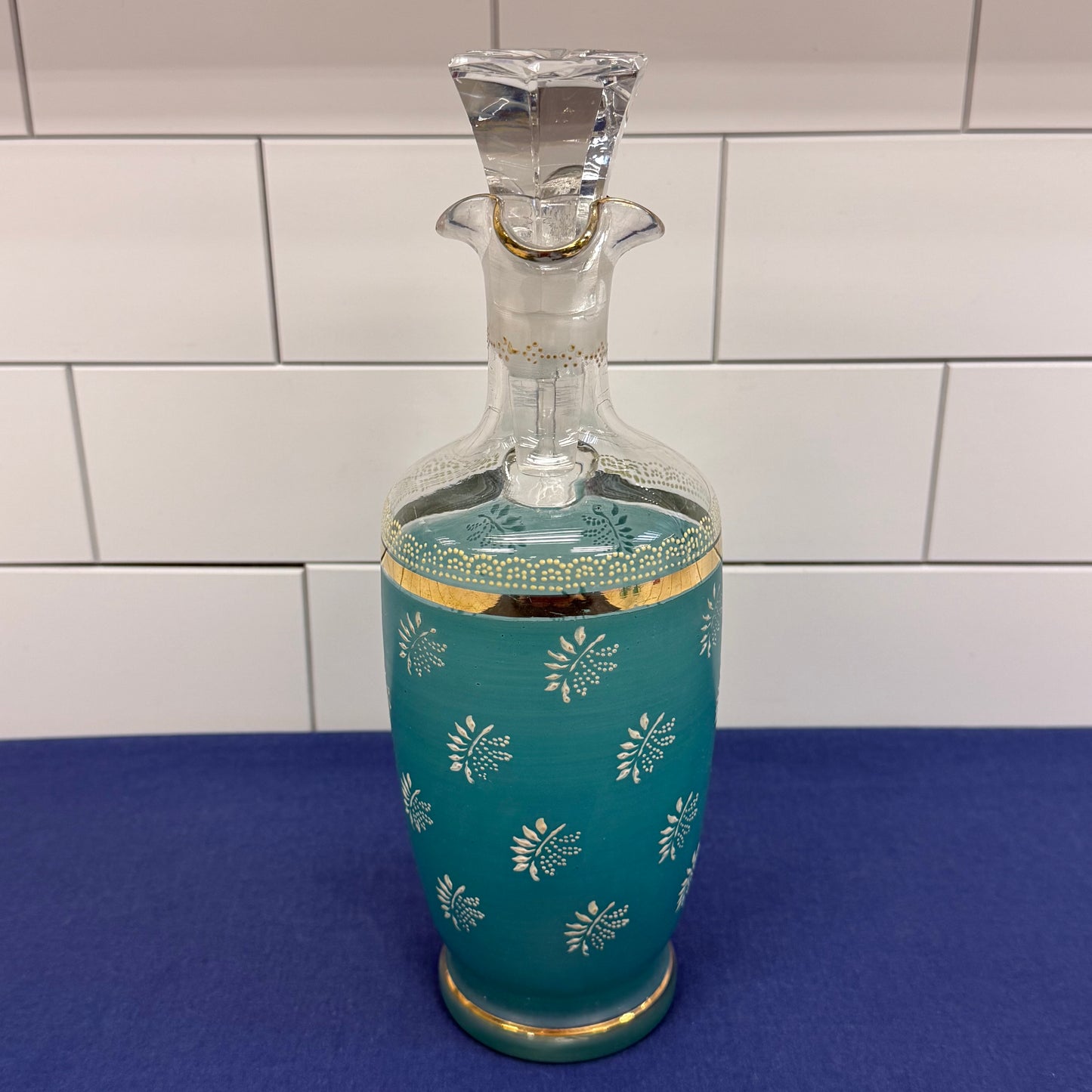 Frosted Glass Decanter & Cordial Set Mid-Century Drinkware