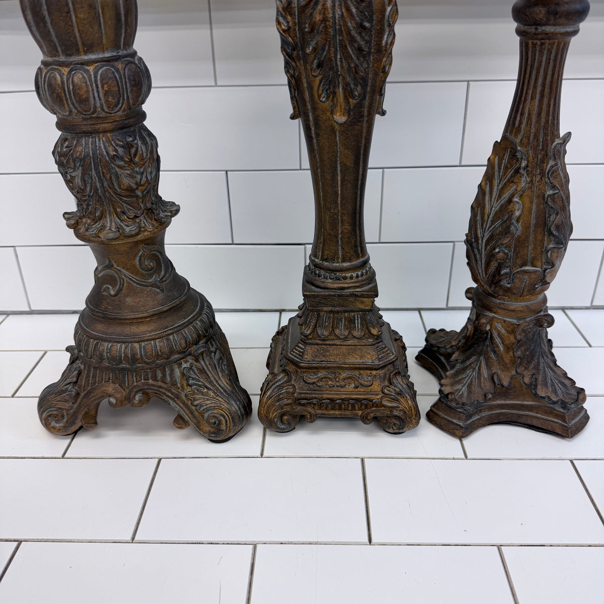 Fitz & Floyd Ornate Pillar Candle Holders Set of 3
