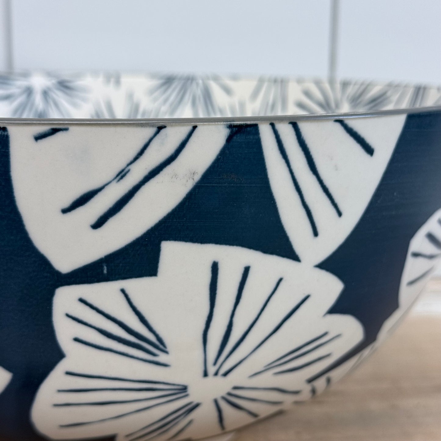 Crate & Barrel Mai Floral Ceramic Serving Bowl