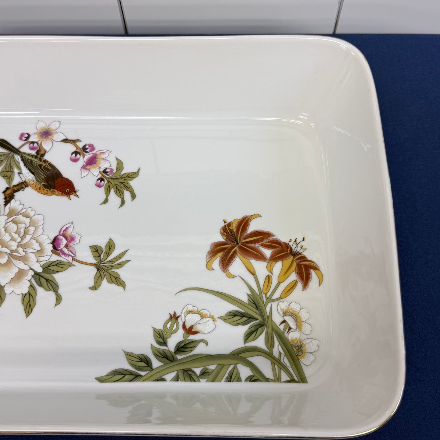 Shafford Chinese Garden Porcelain Baking Dish Japan 1970s