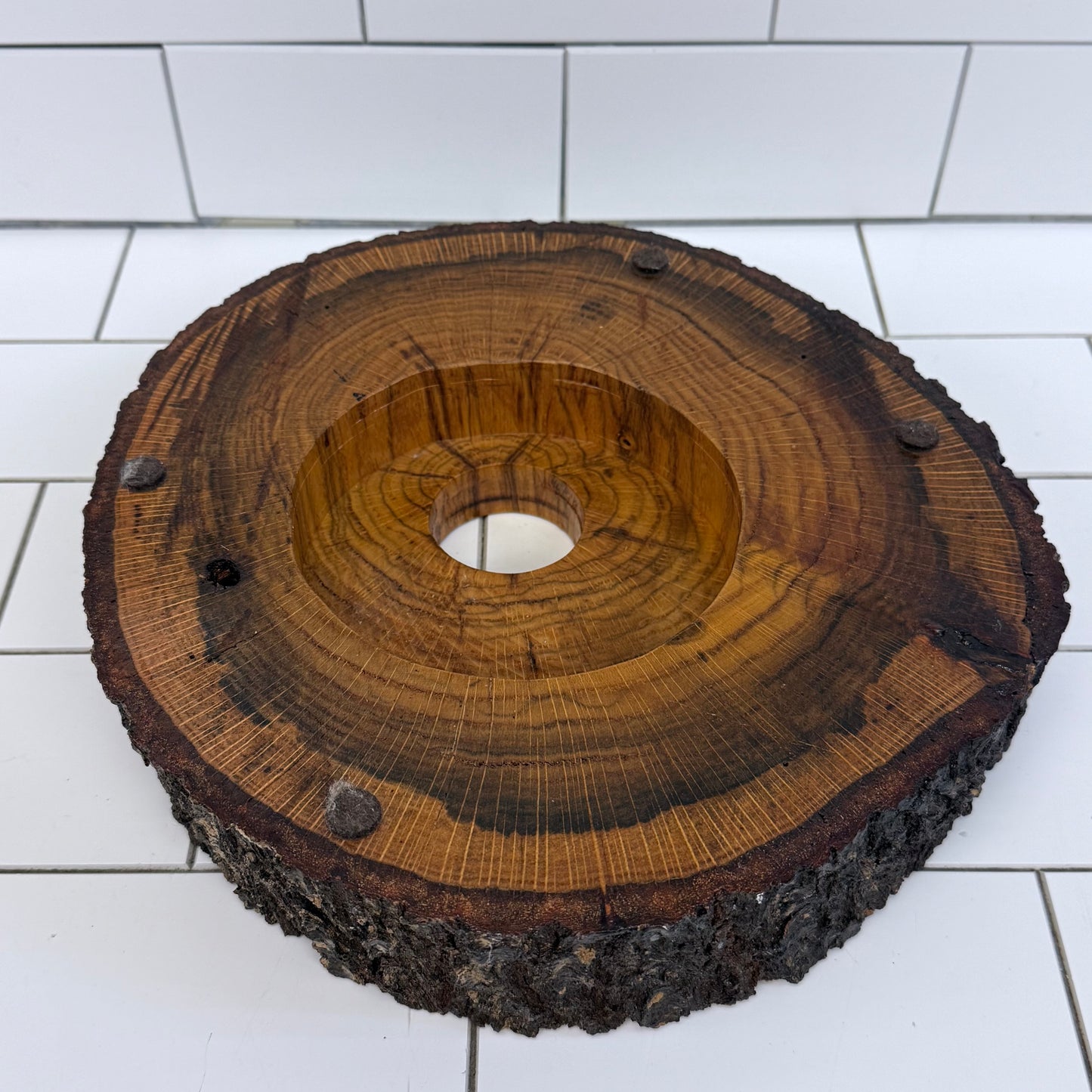 Live Edge Wood Slab Candle Holder Rustic Centerpiece