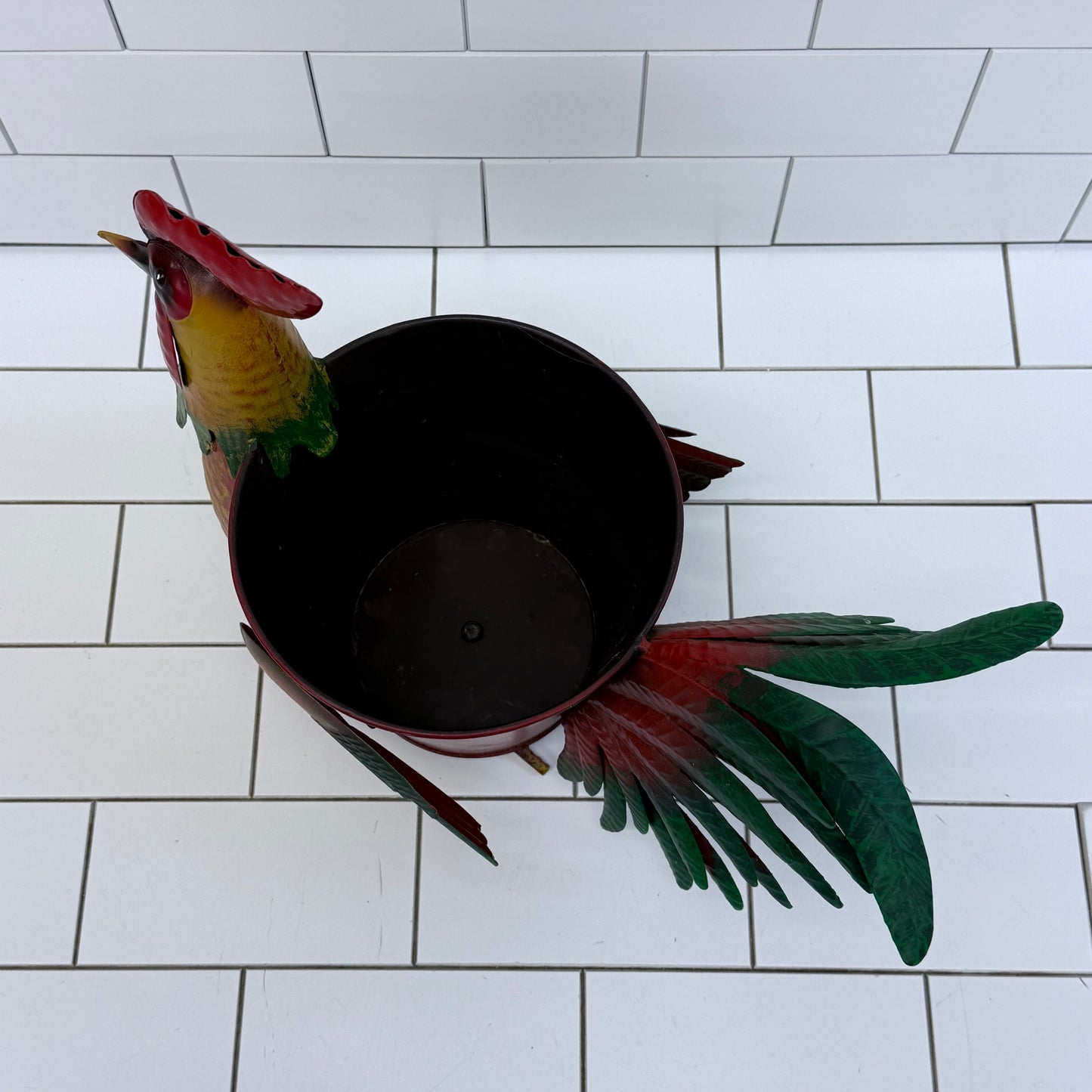Metal Rooster Planter Pot Farmhouse Decor
