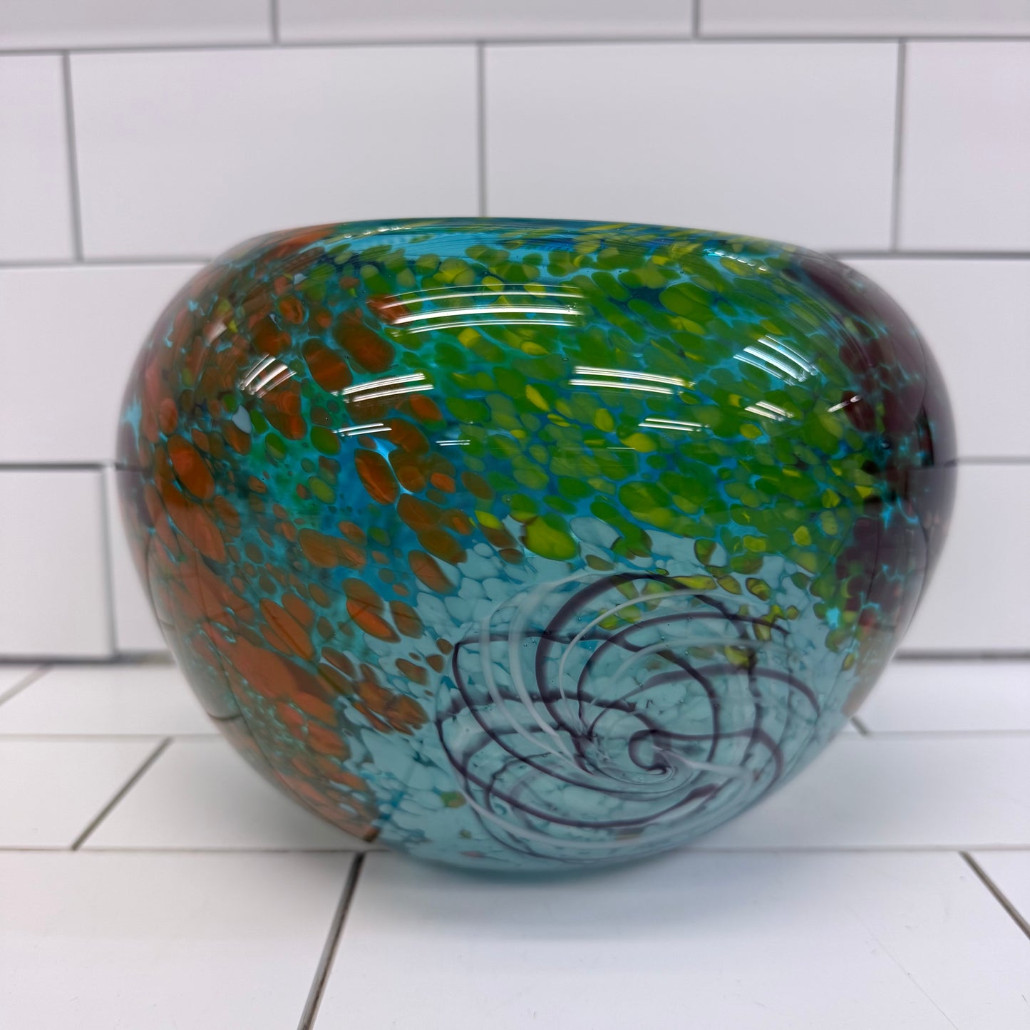 Hand Blown Art Glass Centerpiece Bowl