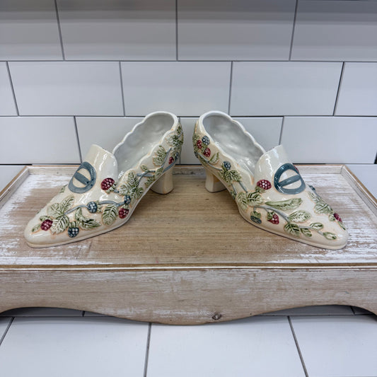 W.C.L. China High Heeled Shoe Planters, Ceramic Set of 2