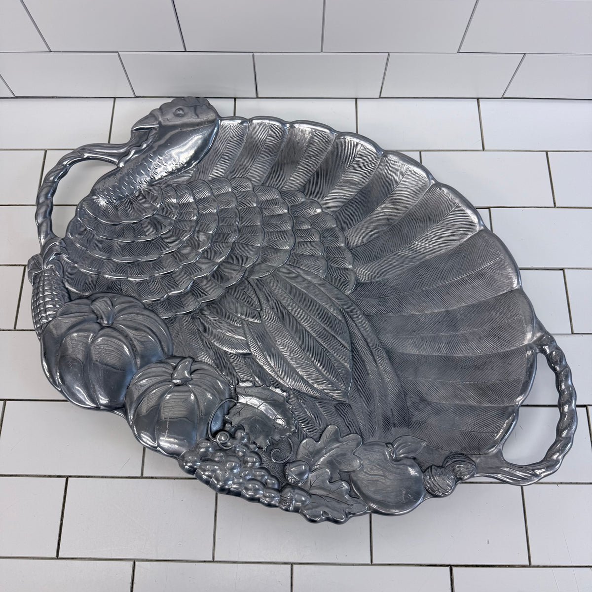 Lenox Turkey Thanksgiving Harvest Metal Serving Platter