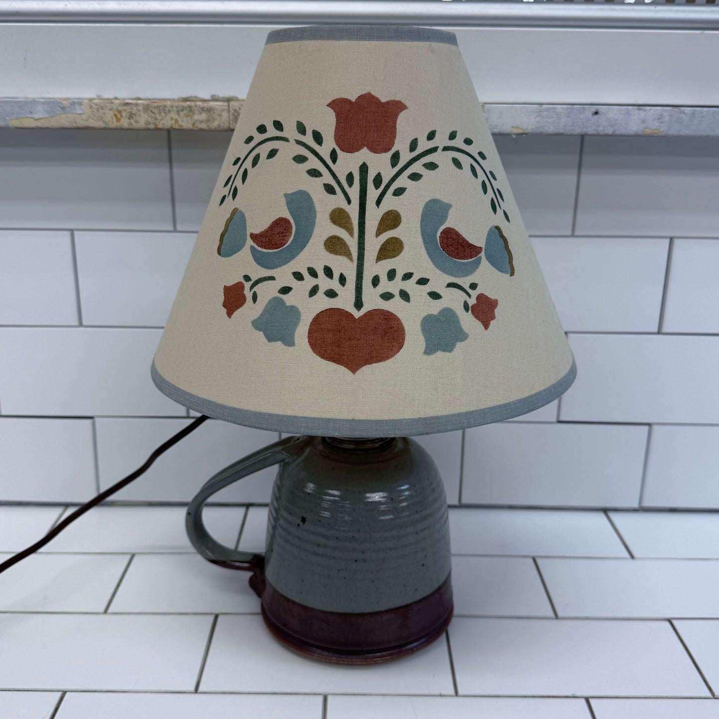 Studio Pottery Jug Lamp Pennsylvania Dutch Folk Art