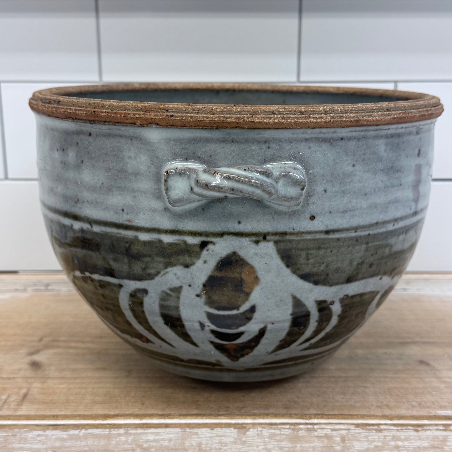 Studio Art Pottery Stoneware Planter Gray Glaze