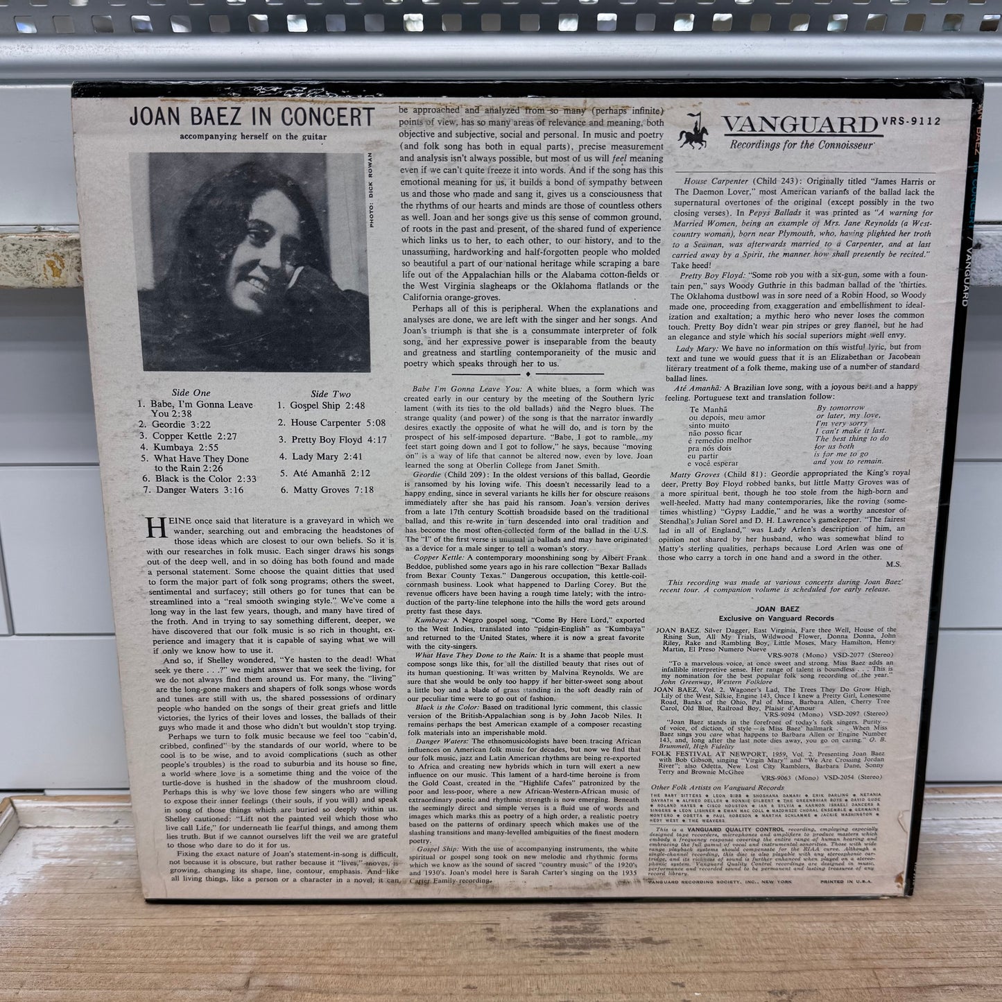 Joan Baez In Concert Parts 1 & 2 Vinyl 1962-63 #VRS-9112/9113