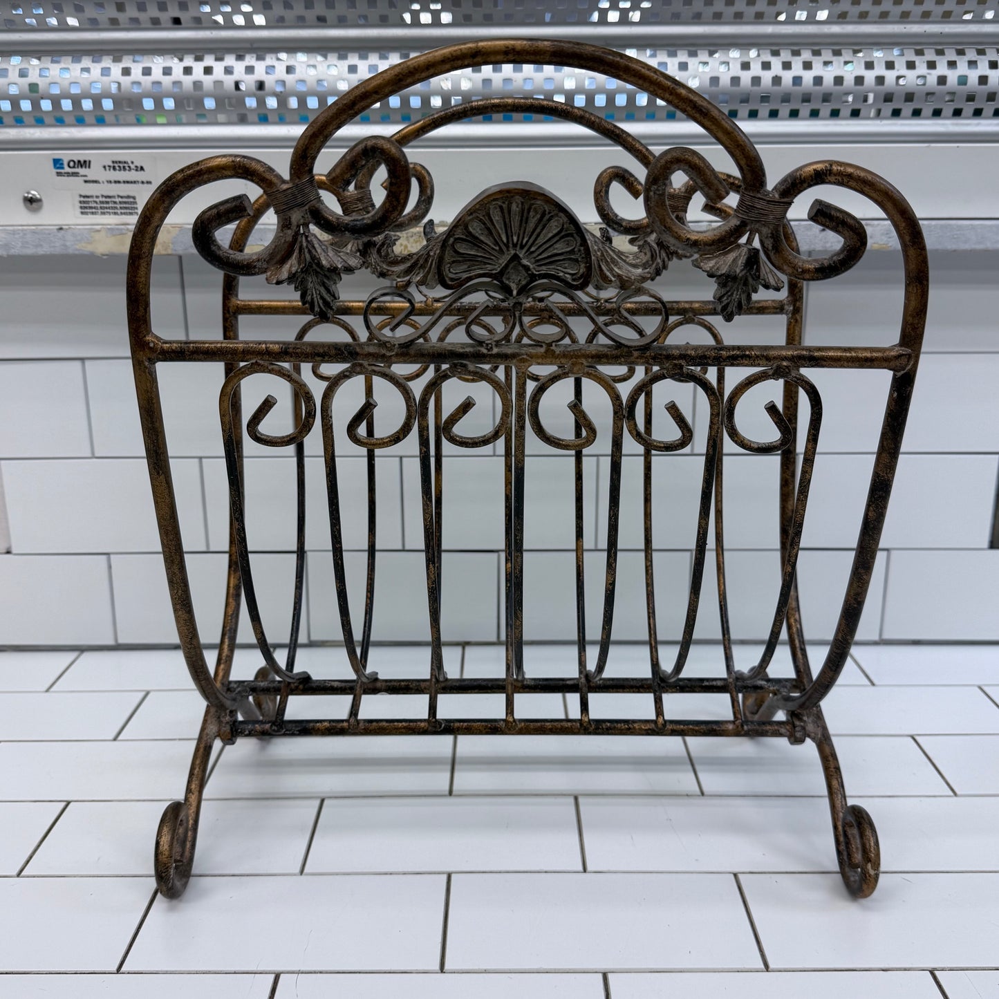 Folding Metal Magazine Rack Hollywood Regency Decor