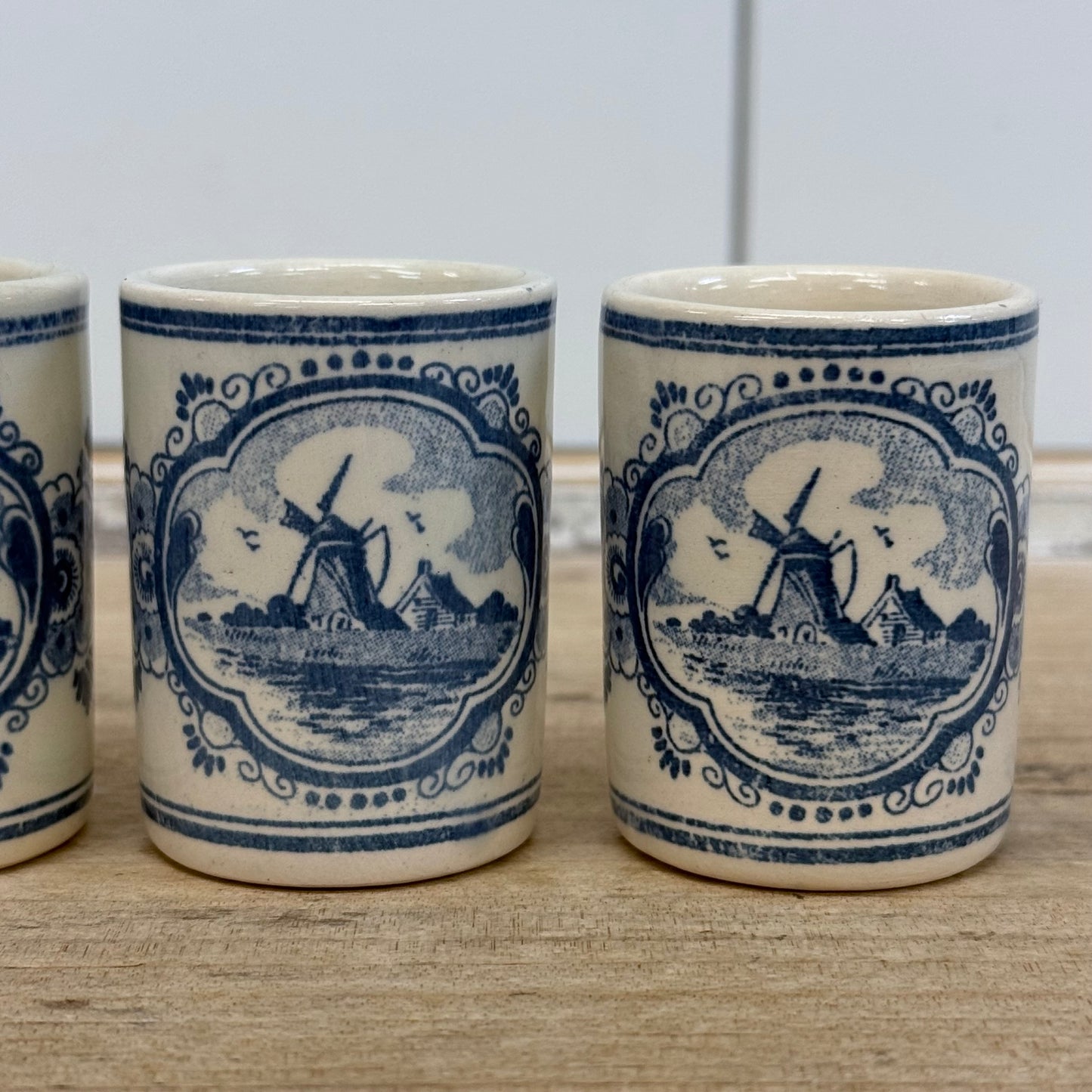 Delft Holland Windmill Shot Glasses Set of 4 Vintage 1960s–70s