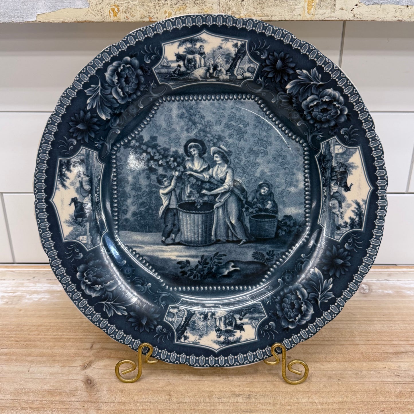 Flow Blue Style Transferware Dinner Plate