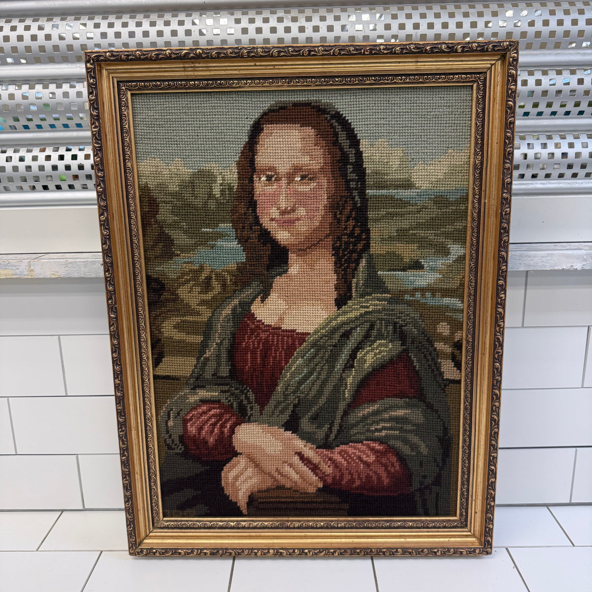 Leonardo da Vinci Mona Lisa Framed Needlepoint Art