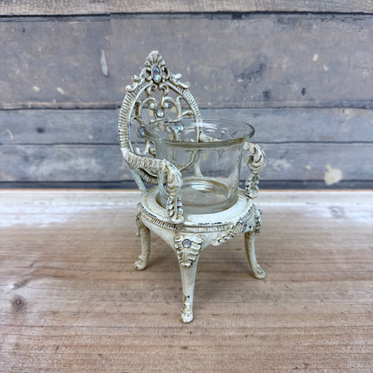 Ornate Cast Iron Chair Votive Candle Holder
