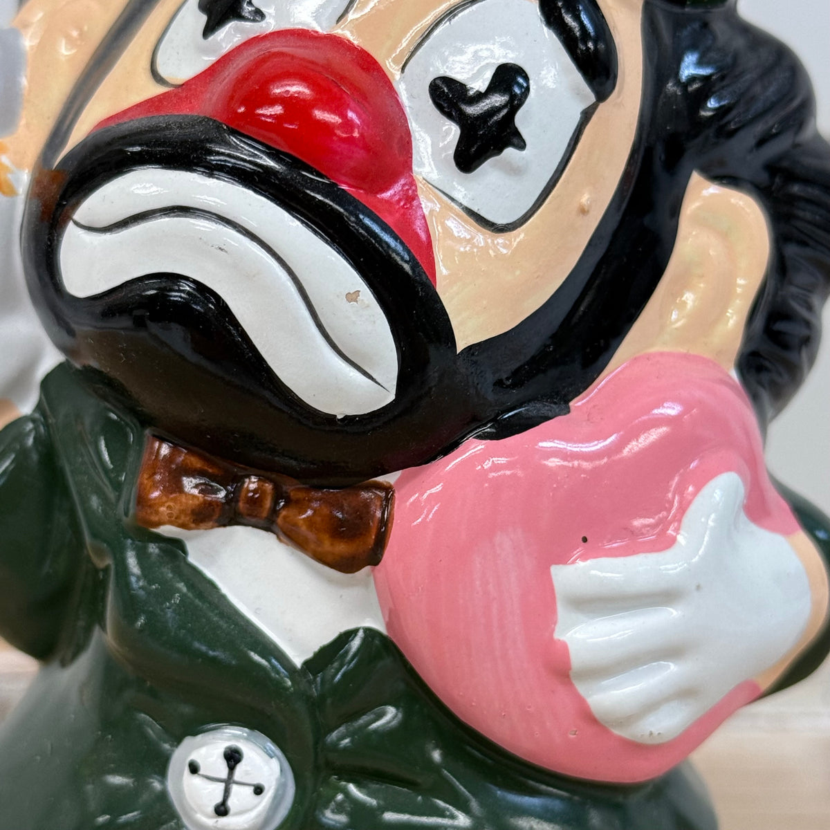 Vintage Ceramic Hobo Clown Savings Coin Bank with Original Box