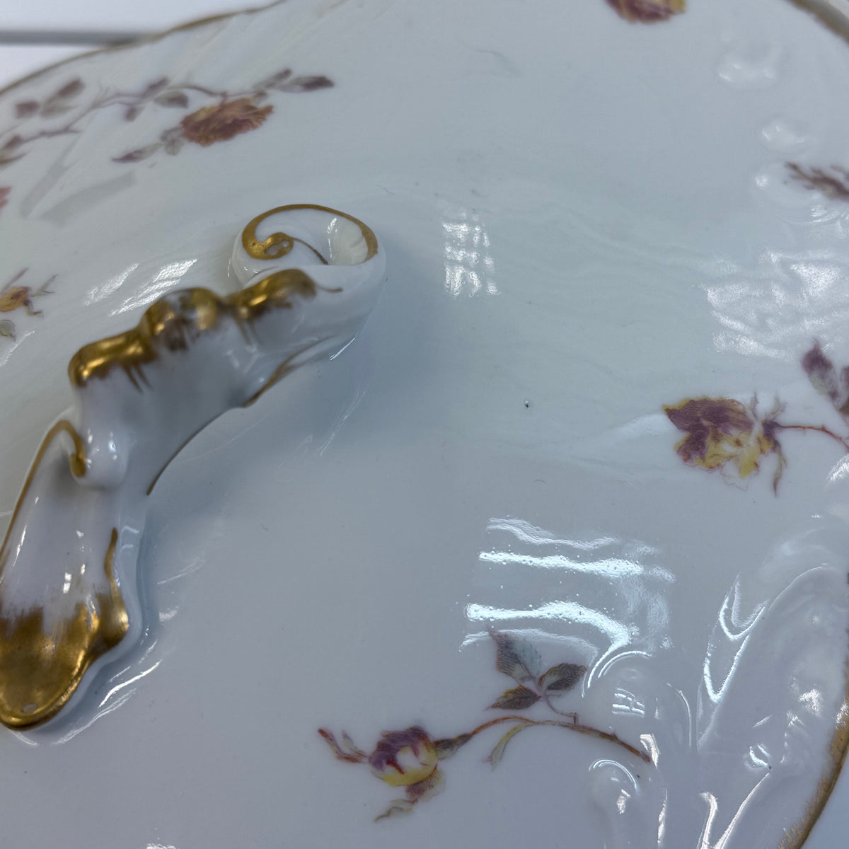 Jean Pouyat Limoges Rose Covered Vegetable Bowl c.1900