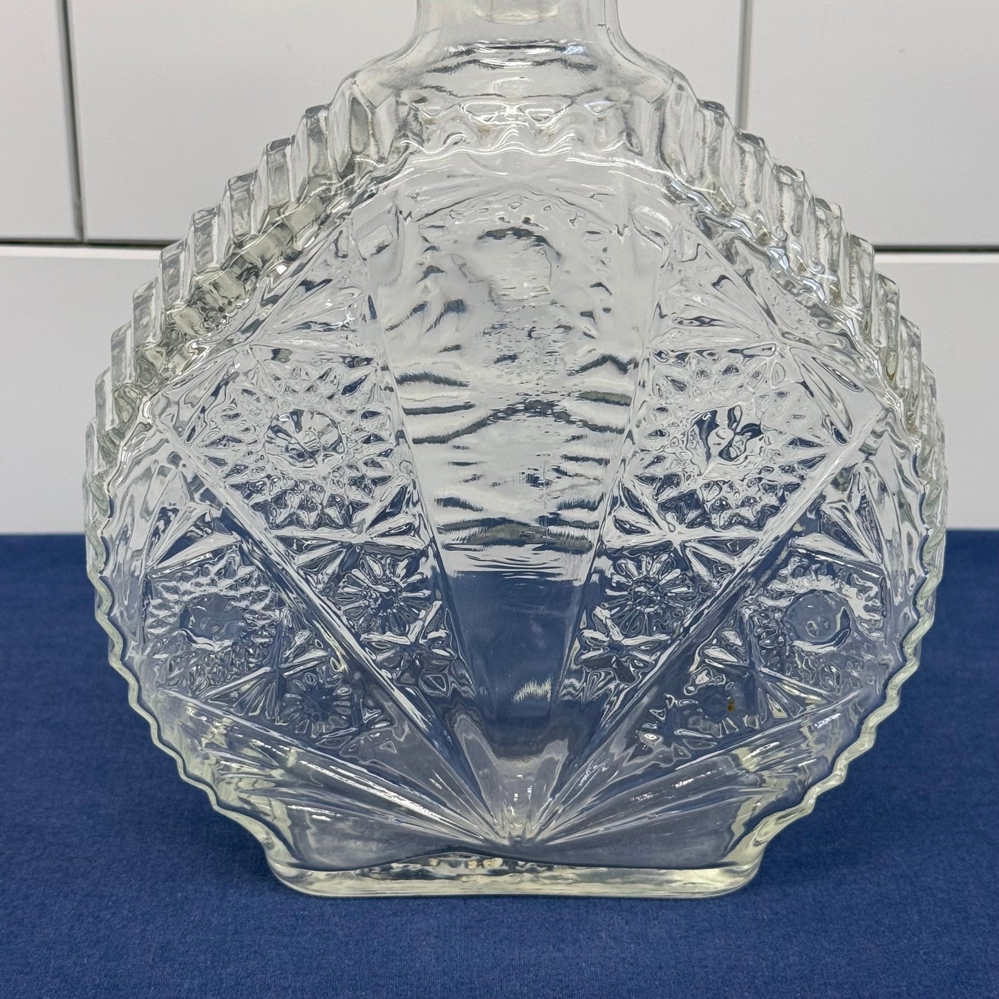 Starburst Pressed Glass Liquor Decanter with Stopper