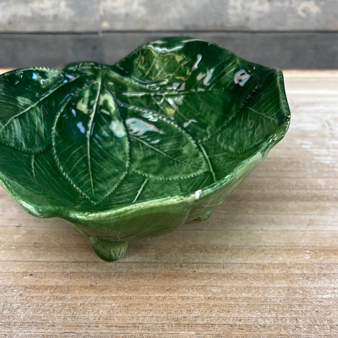 Hand-painted Cabbage Leaf Bowls, Set of 2