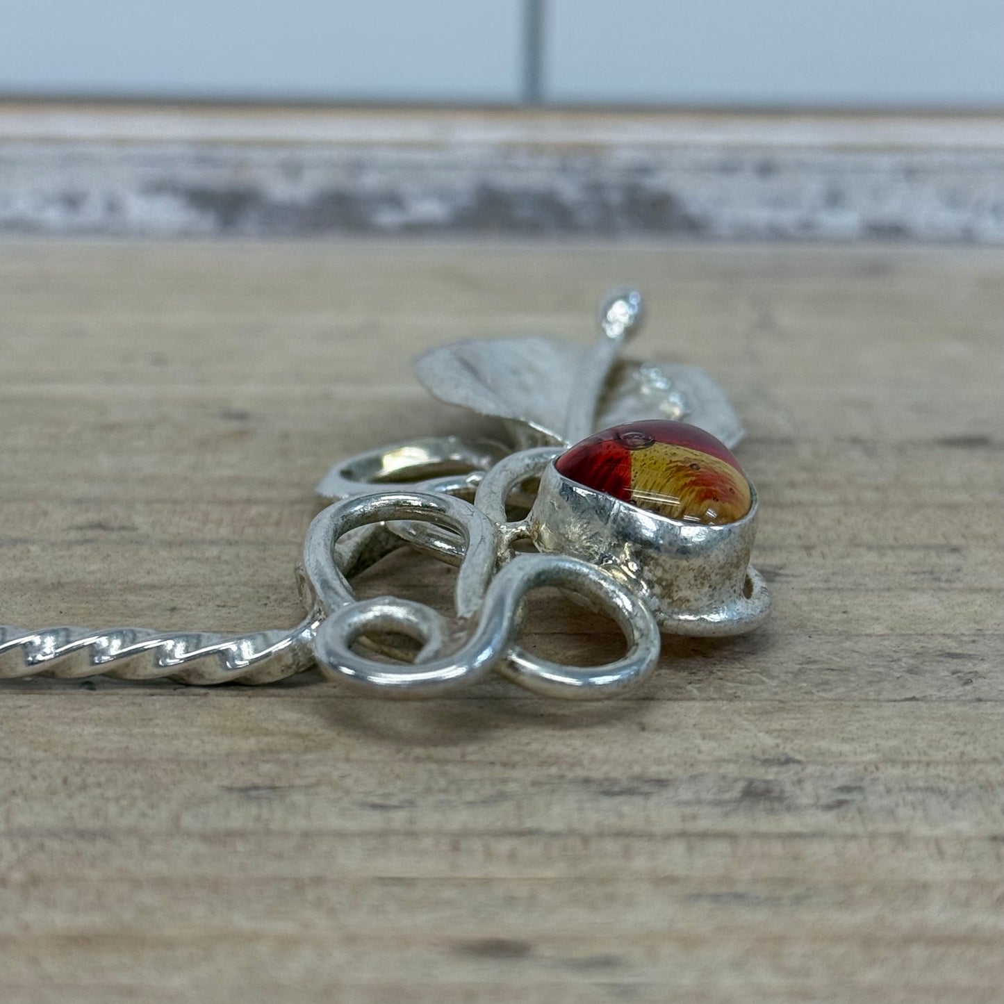 Dichroic Glass Cabochon Hair Stick Handmade by Claudia Carreon