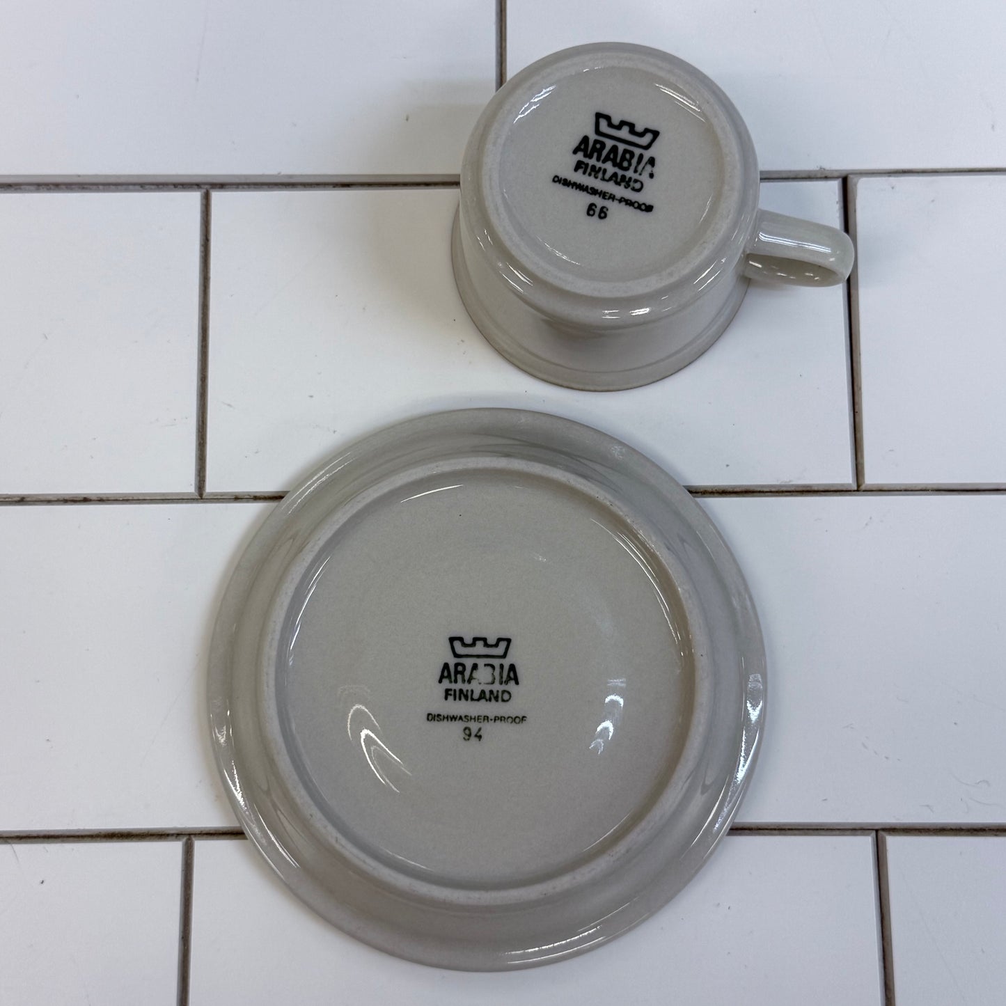 Arabia Finland Scandinavian Modern Cup & Saucer 1970s
