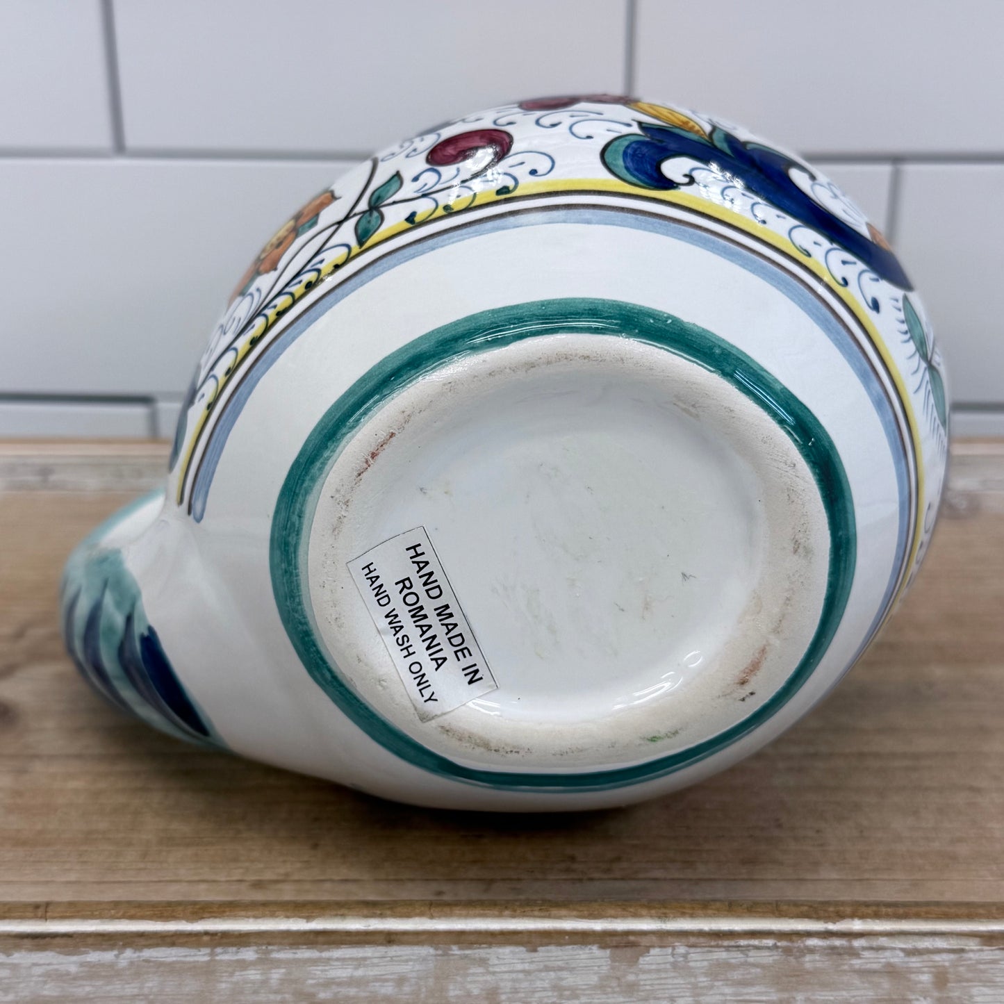 Hand Painted Romanian Rooster Pitchers Set of 2