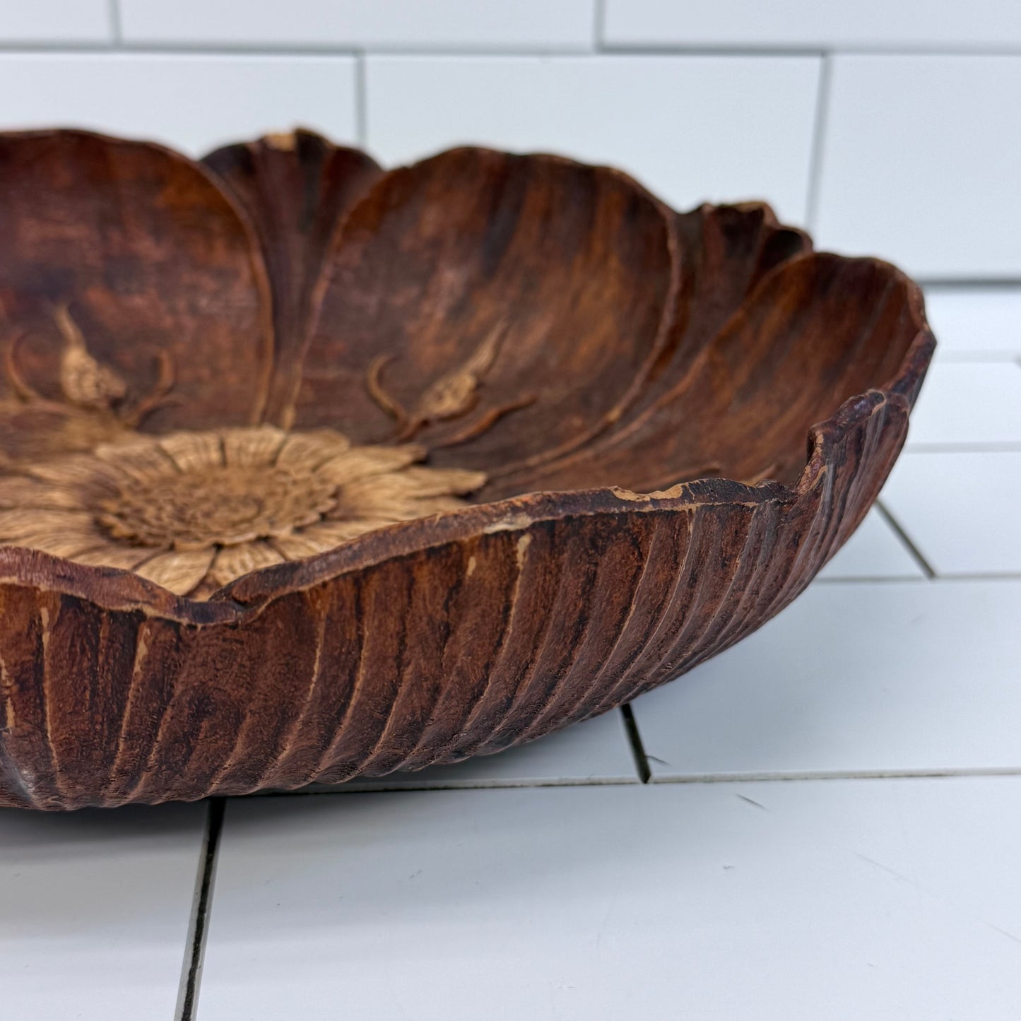 Syroco Wood Composite Flower Bowl 1946 Decor
