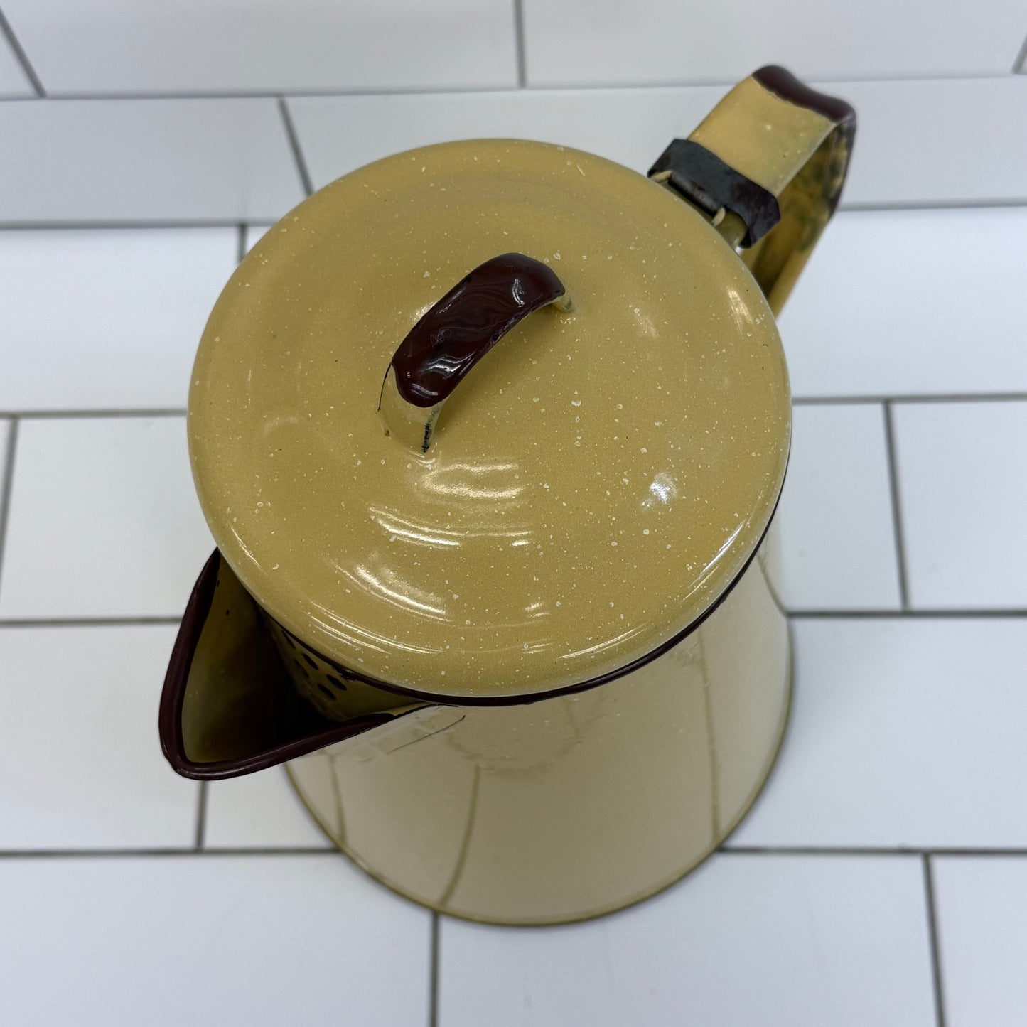 Vintage Speckled Enamelware Coffee Pot Farmhouse Kitchen Decor