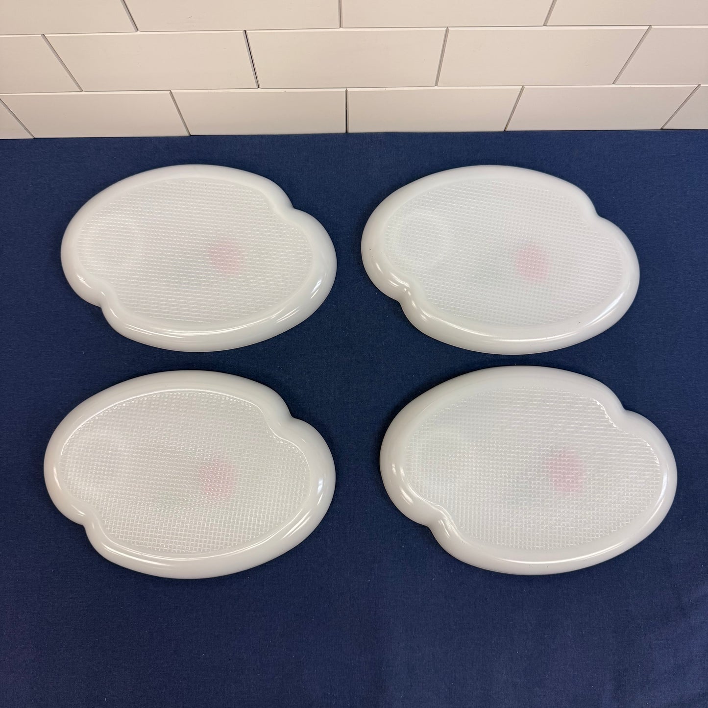 Federal Glass Rosecrest Snack Set in Box, Set of 8, Milk Glass