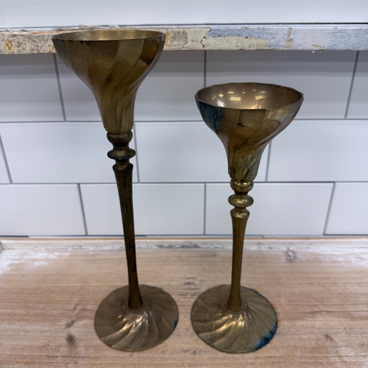 Brass Candlestick Holders Assorted Set of 5 Decor