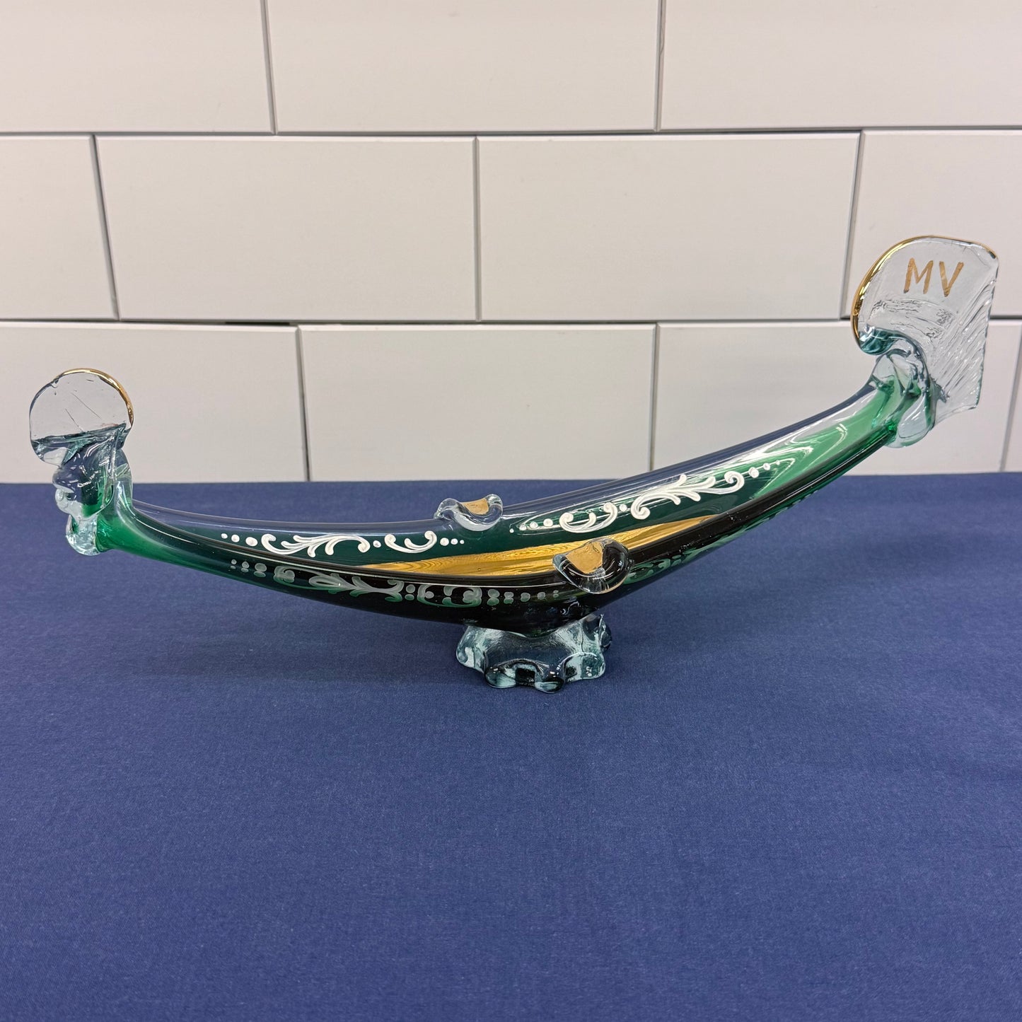 Murano Style Venetian Gondola Art Glass Centerpiece Bowl