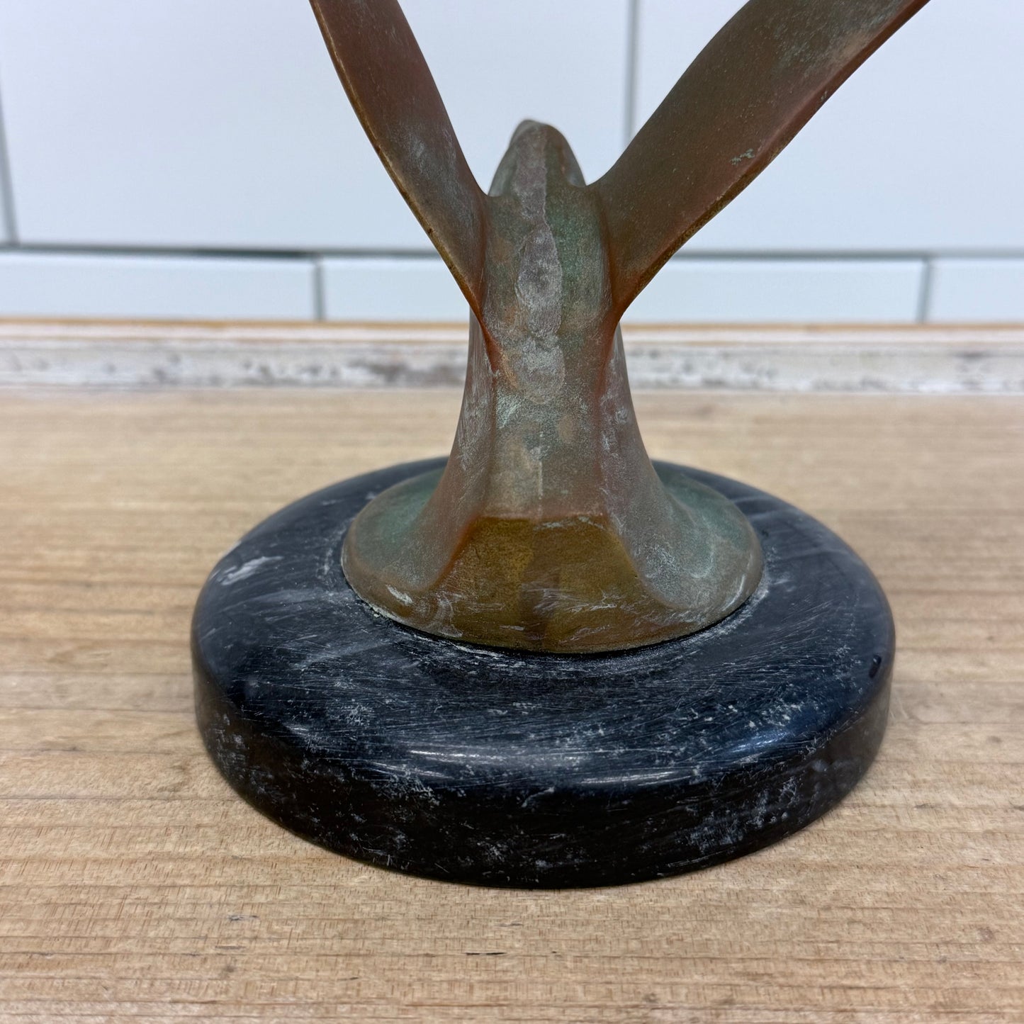Brass Seabird Sculpture on Marble Base 1970s