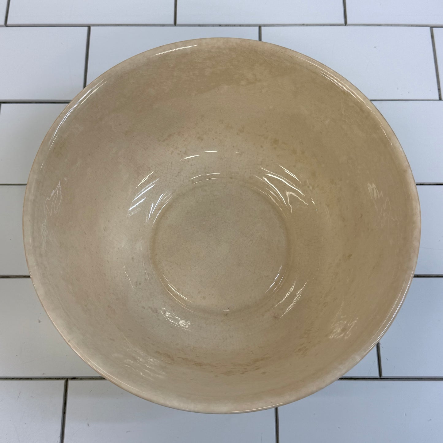 American Cream Glazed Stoneware Mixing Bowl 1940s–50s