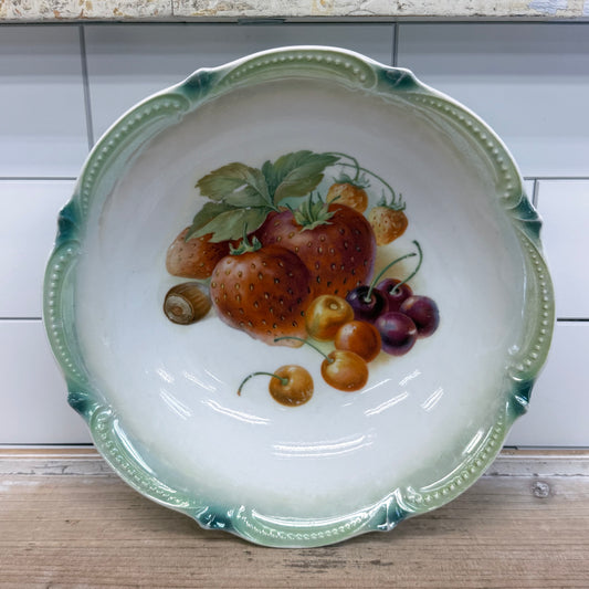 German Hand Painted Fruit Porcelain Serving Bowl