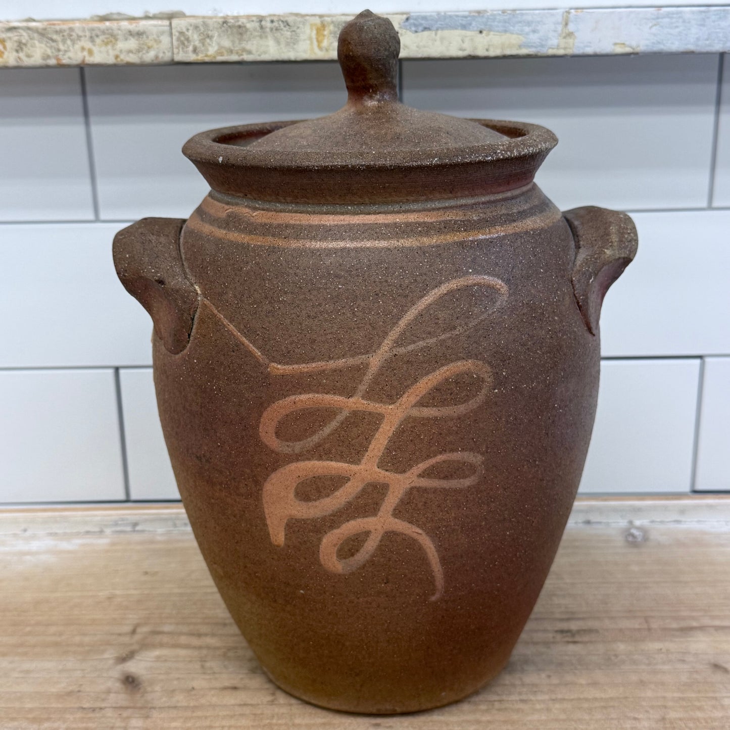 Studio Art Pottery Salt Glazed Stoneware Lidded Pot