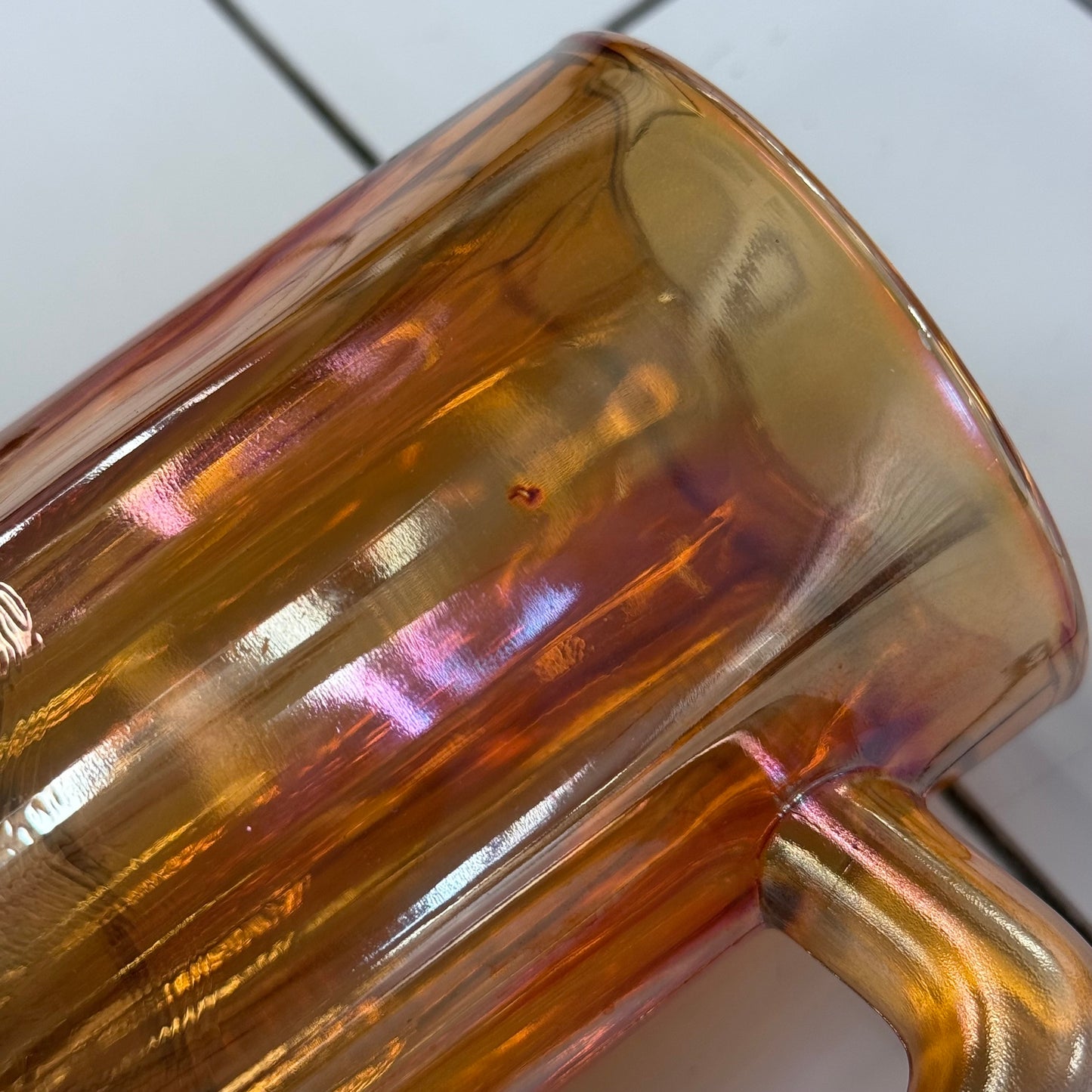 Jeannette Golden Oxen Carnival Glass Beer Mugs Set of 3
