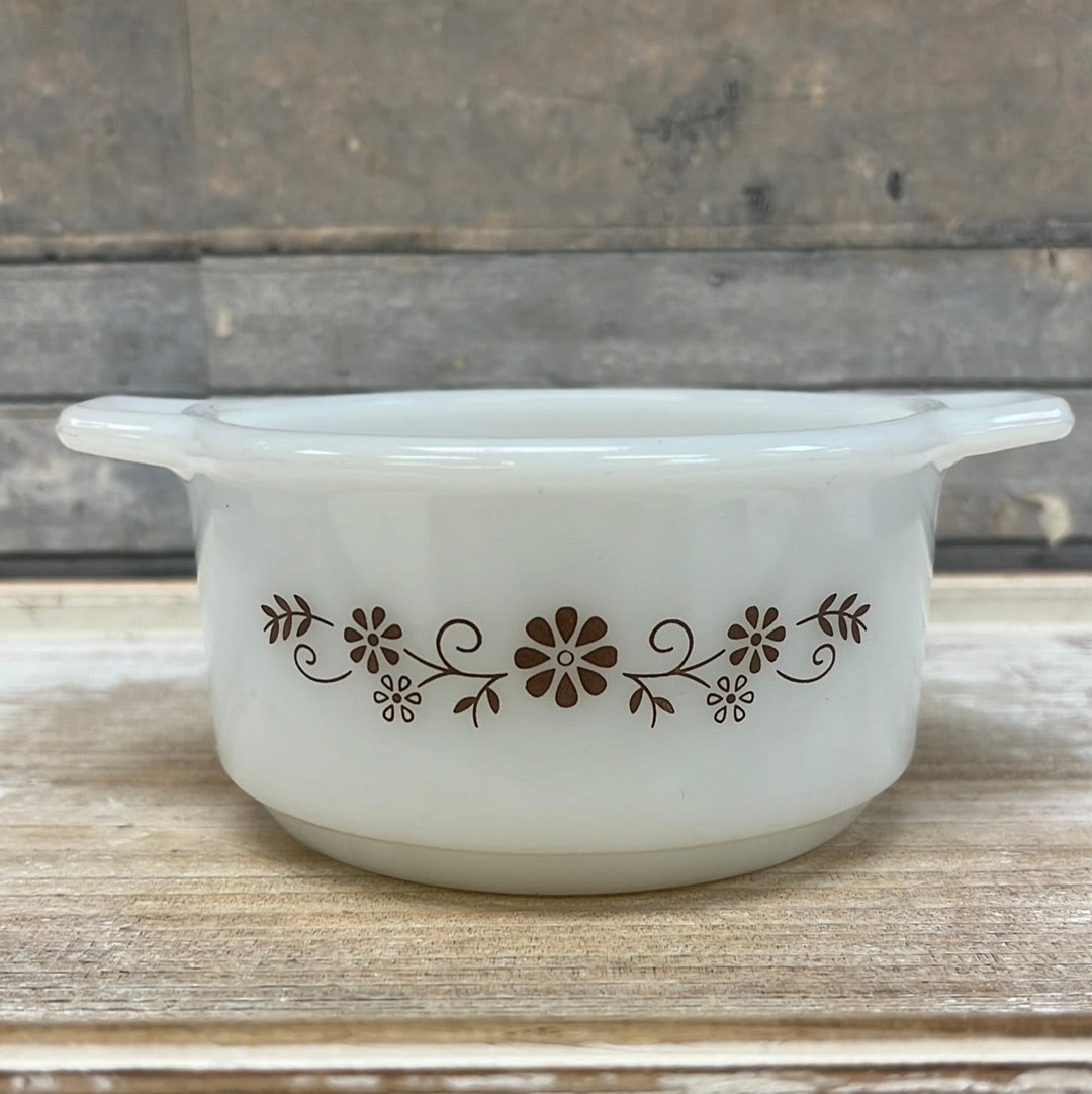 Dynaware Pyr-o-Rey Milk Glass Casserole Dish 6”, 1960s