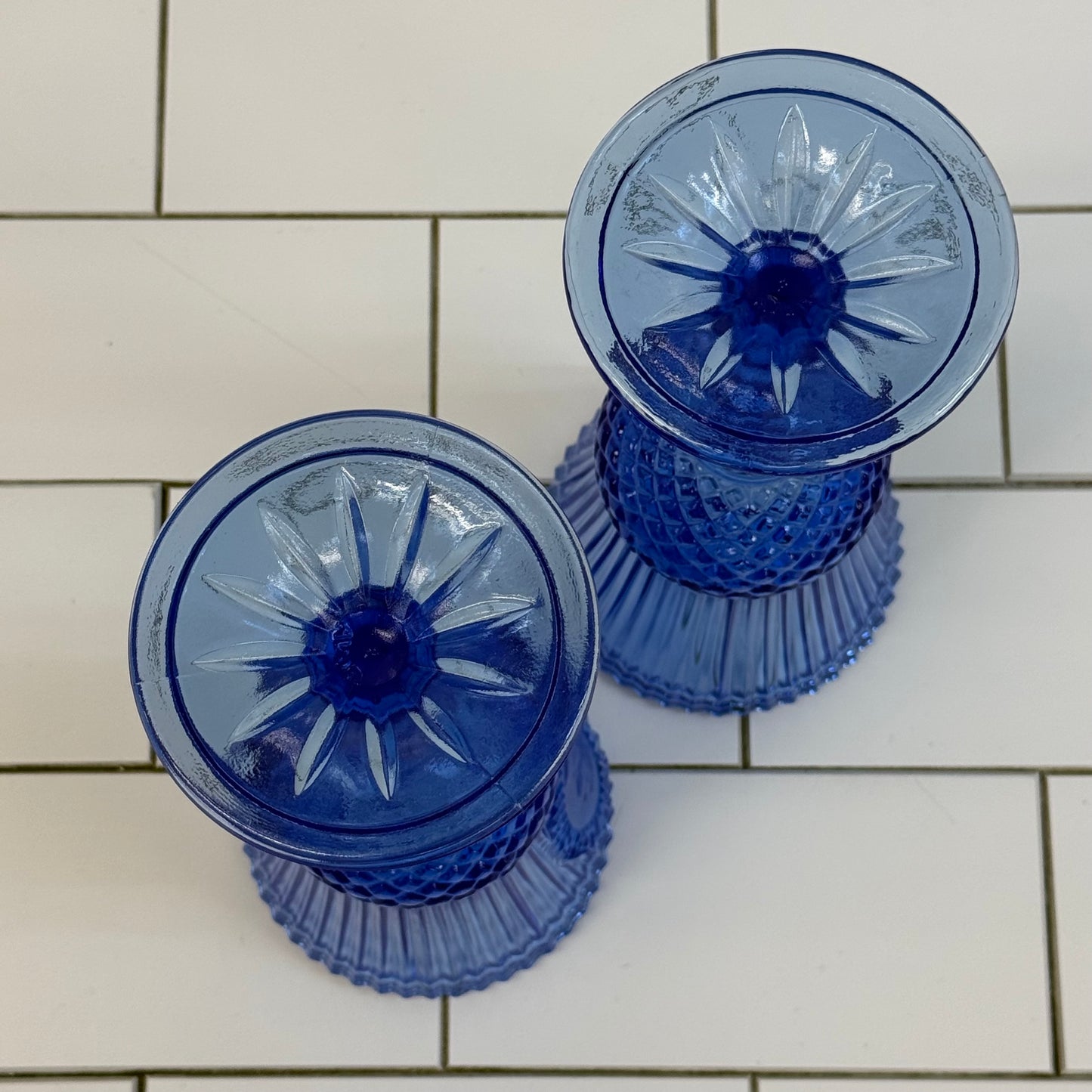 Avon Fostoria George Washington Cameo Cobalt Goblets Set 2 1976