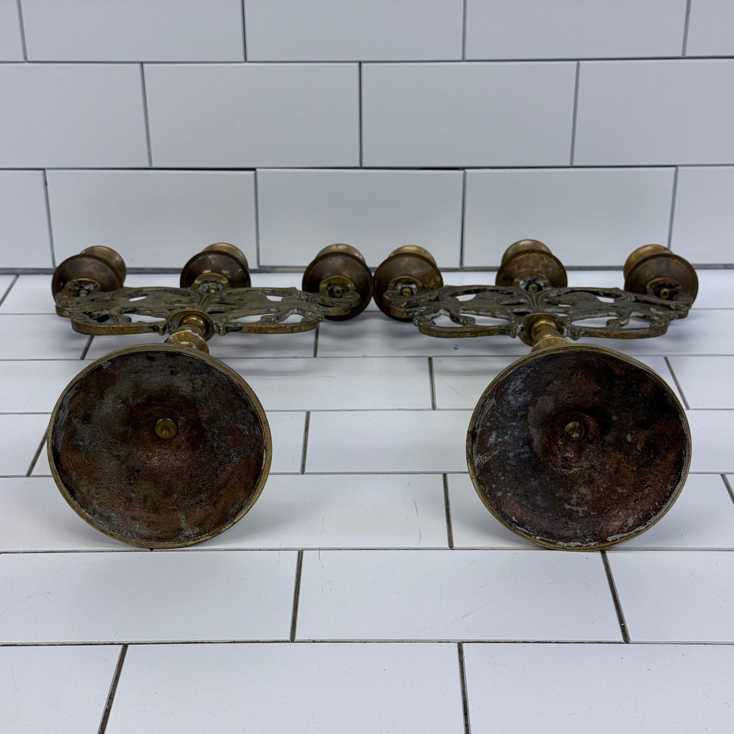 Lion of Judah candelabra Brass Three Light Set of 2