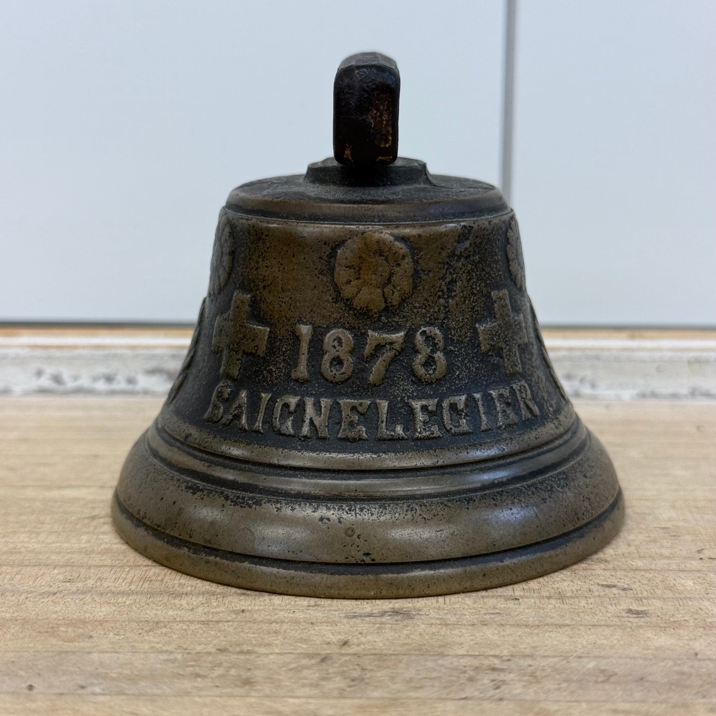 Swiss Saignelégier 1878 Cow Bell Metal Souvenir Bell Vintage
